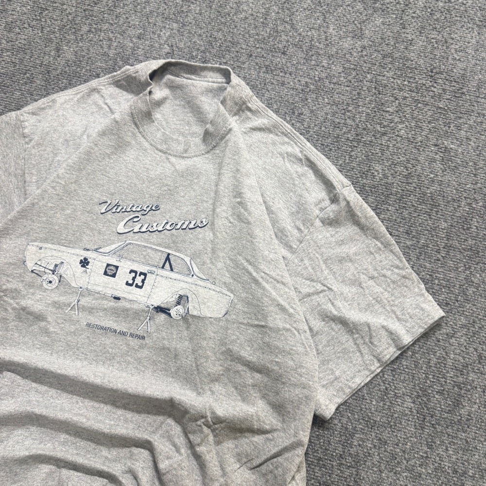 Vintage Customs T-Shirt Men's Large Restoration and Repair #33 100% Cotton Gray